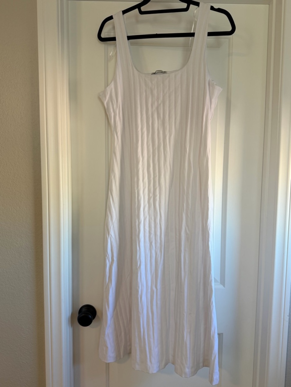 Zara White Ribbed Midi Tank Dress